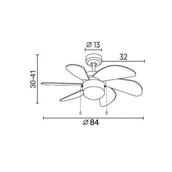 Ventilador AC TABIT blanco 6 aspas con luz 1xE27 para habitación pequeña