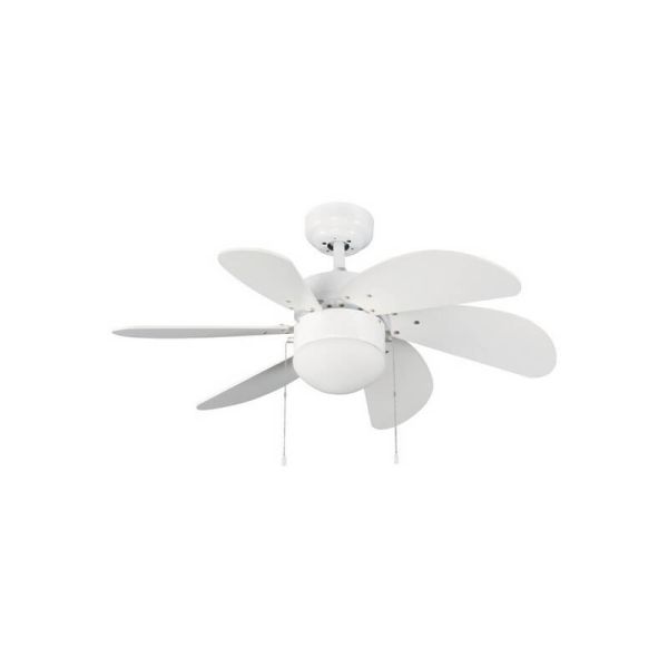 Ventilador AC TABIT blanco 6 aspas con luz 1xE27 para habitación pequeña