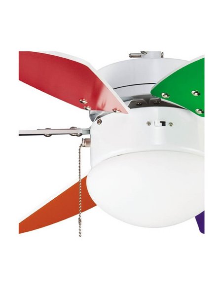 Ventilador AC TABIT multicolor con luz 1xE27, habitación pequeña infantil