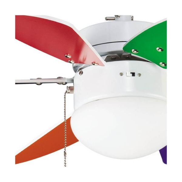Ventilador AC TABIT multicolor con luz 1xE27, habitación pequeña infantil