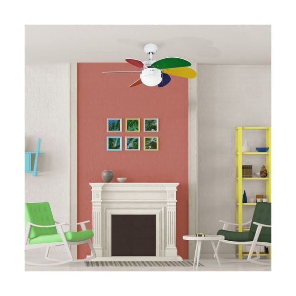 Ventilador AC TABIT multicolor con luz 1xE27, habitación pequeña infantil