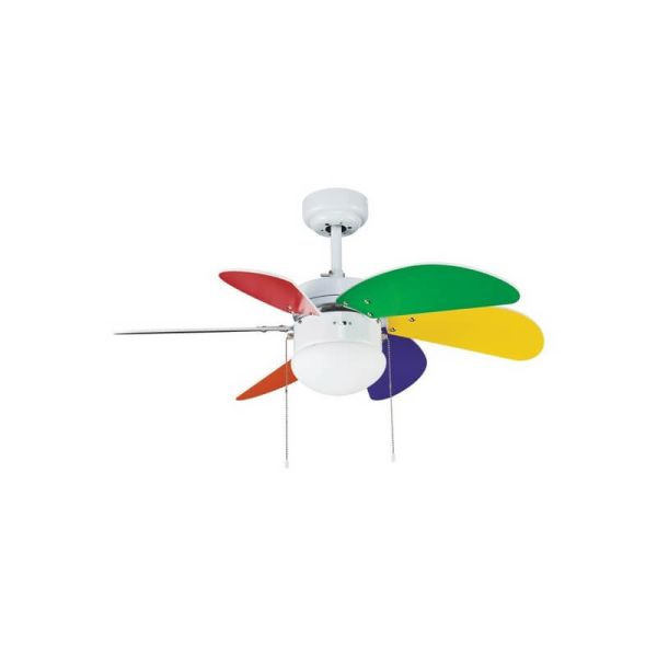 Ventilador AC TABIT multicolor con luz 1xE27, habitación pequeña infantil