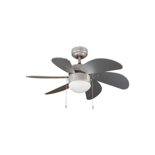 Ventilador AC con luz TABIT plata 1xE27, para habitación pequeña