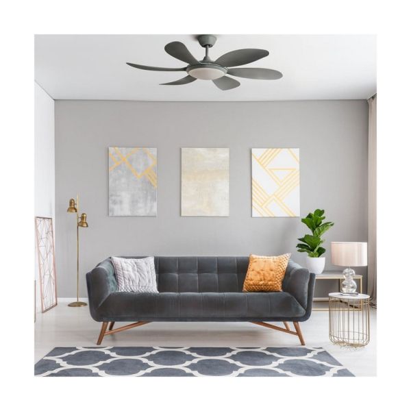 Ventilador de teto LED DC cinza TANIK 24W CCT para salas grandes