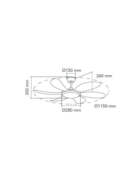 Ventilador de teto LED DC cinza TANIK 24W CCT para salas grandes
