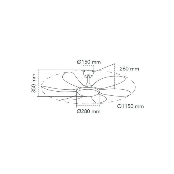 Ventilador de Techo LED DC TANIK gris 24W CCT para habitaciones grandes