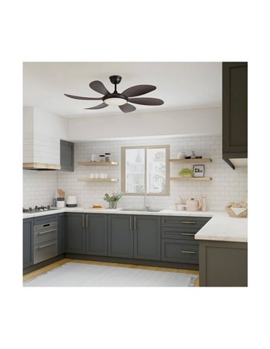 Ventilador de teto LED TANIK Brown 24W CCT DC, para salas grandes