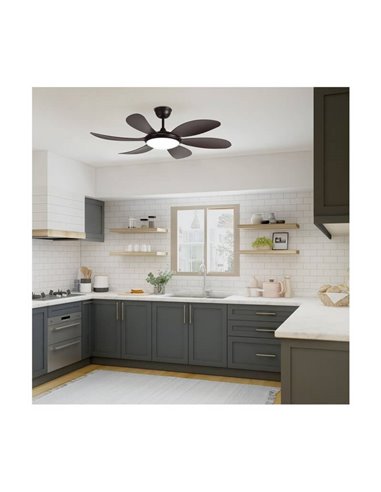 Ventilador de teto LED TANIK Brown 24W CCT DC, para salas grandes