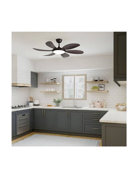 Ventilador de Techo LED DC TANIK marrón 24W CCT, para habitaciones grandes