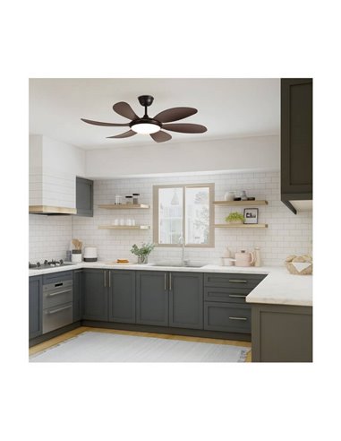 Ventilateur de Plafond LED TANIK Marron 24W CCT DC, pour grandes pièces