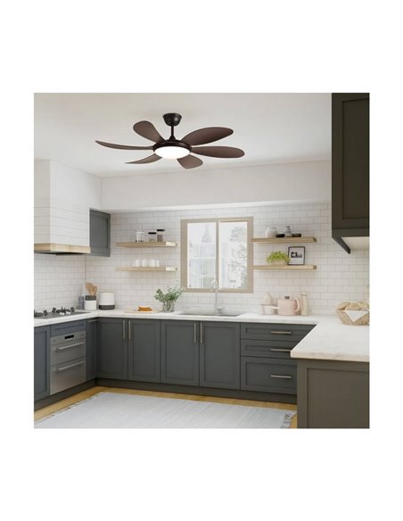 Ventilateur de Plafond LED TANIK Marron 24W CCT DC, pour grandes pièces