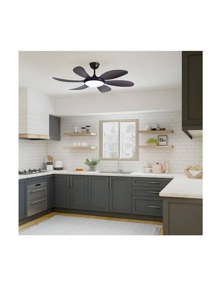 Ventilador de teto LED TANIK Brown 24W CCT DC, para salas grandes