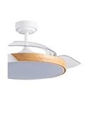 Ventilador de Techo LED aspas retráctiles TAORO Blanco y madera 72W 7920Lm CCT