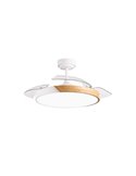 Ventilador de Techo LED aspas retráctiles TAORO Blanco y madera 72W 7920Lm CCT