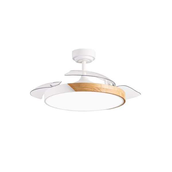 Ventilador de Techo LED aspas retráctiles TAORO Blanco y madera 72W 7920Lm CCT