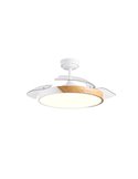 TAORO Ventilateur de Plafond LED à Pales Rétractables Blanc et Bois 72W 7920Lm CCT