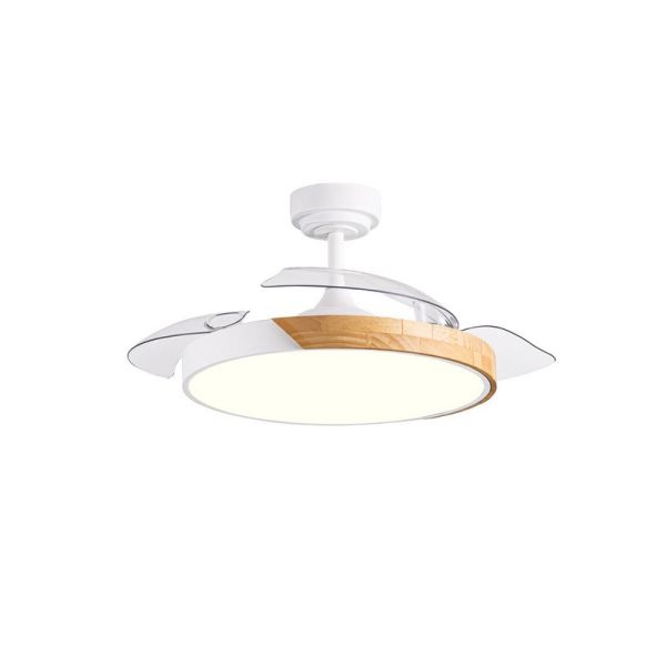 Ventilador de Techo LED aspas retráctiles TAORO Blanco y madera 72W 7920Lm CCT