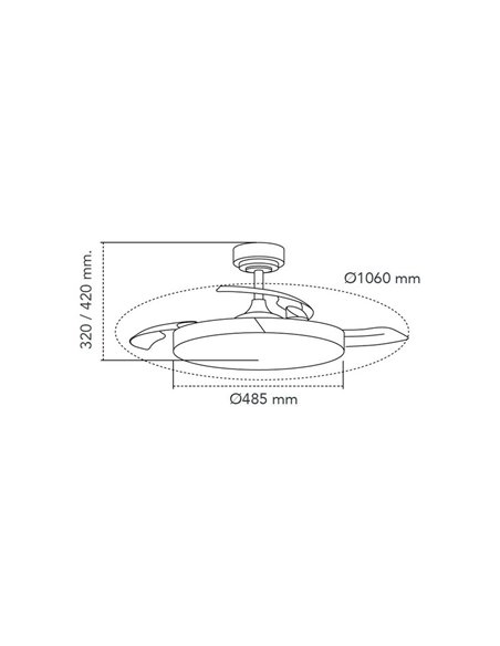 Ventilador de Techo LED aspas retráctiles TAORO Blanco y madera 72W 7920Lm CCT