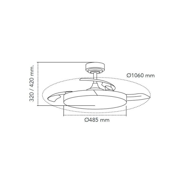 Ventilador de Techo LED aspas retráctiles TAORO Blanco y madera 72W 7920Lm CCT
