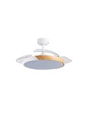 Ventilador de Techo LED aspas retráctiles TAORO Blanco y madera 72W 7920Lm CCT