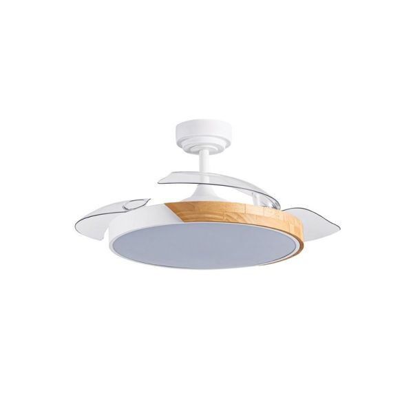 Ventilador de Techo LED aspas retráctiles TAORO Blanco y madera 72W 7920Lm CCT