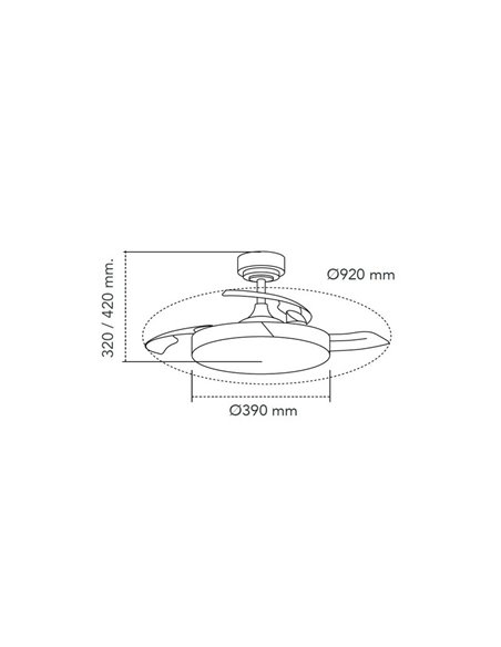 Ventilador de Techo LED aspas retráctiles TAORO Blanco y madera 72W 7920Lm CCT