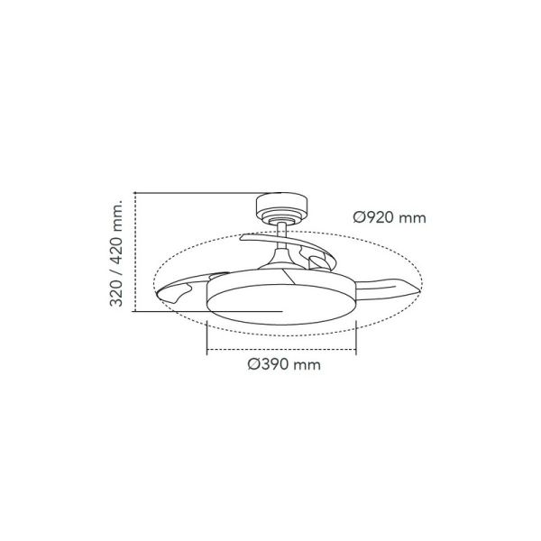 Ventilador de Techo LED aspas retráctiles TAORO Blanco y madera 72W 7920Lm CCT