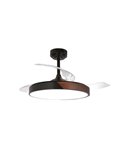 Ventilador de Techo LED aspas retráctiles TAORO Negro y madera 72W 7920Lm CCT