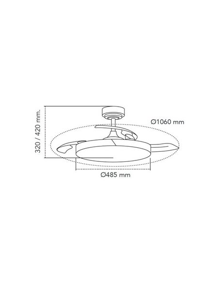Ventilador de Techo LED aspas retráctiles TAORO Negro y madera 72W 7920Lm CCT