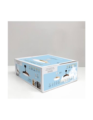 Ventilador de Techo LED aspas retráctiles TAORO Negro y madera 72W 7920Lm CCT