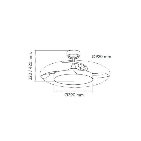 Ventilador de Techo LED aspas retráctiles TAORO Mini Blanco y madera 46W 5520 Lm CCT