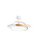 Ventilador de Techo LED aspas retráctiles TAORO Mini Blanco y madera 46W 5520 Lm CCT