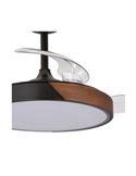 Ventilateur de Plafond LED à pales rétractables TAORO Mini Noir 46W 5520 Lm CCT