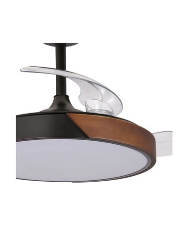 Ventilador de teto LED com lâminas retráteis TAORO Mini Preto 46W 5520 Lm CCT