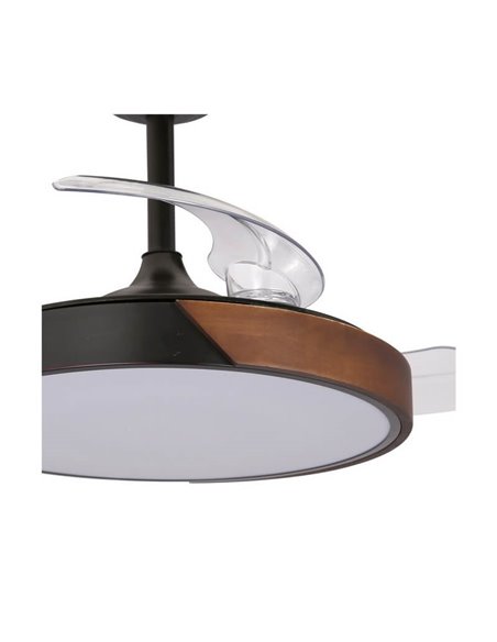 Ventilador de teto LED com lâminas retráteis TAORO Mini Preto 46W 5520 Lm CCT