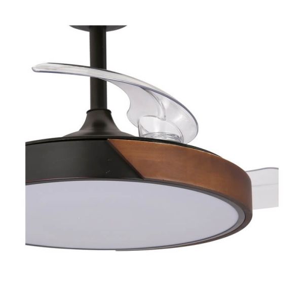 Ventilateur de Plafond LED à pales rétractables TAORO Mini Noir 46W 5520 Lm CCT