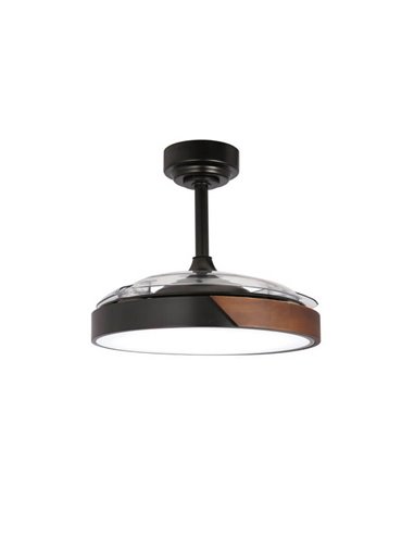 Ventilador de teto LED com lâminas retráteis TAORO Mini Preto 46W 5520 Lm CCT