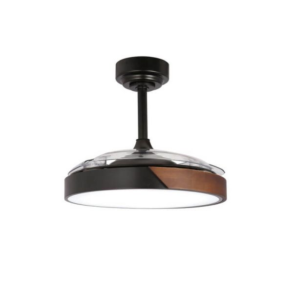 Ventilateur de Plafond LED à pales rétractables TAORO Mini Noir 46W 5520 Lm CCT