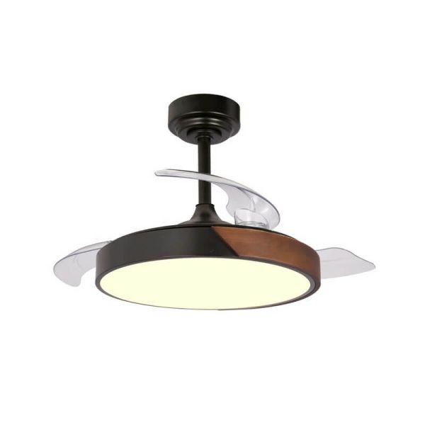 Ventilateur de Plafond LED à pales rétractables TAORO Mini Noir 46W 5520 Lm CCT