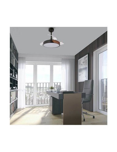 Ventilateur de Plafond LED à pales rétractables TAORO Mini Noir 46W 5520 Lm CCT