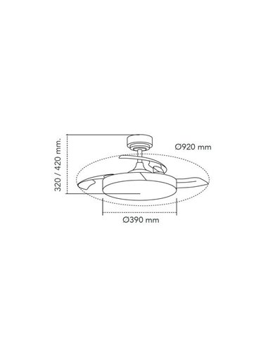 Ventilador de teto LED com lâminas retráteis TAORO Mini Preto 46W 5520 Lm CCT