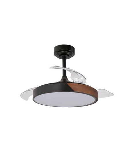 Ventilateur de Plafond LED à pales rétractables TAORO Mini Noir 46W 5520 Lm CCT