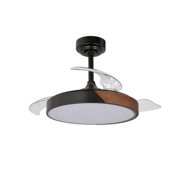 Ventilateur de Plafond LED à pales rétractables TAORO Mini Noir 46W 5520 Lm CCT