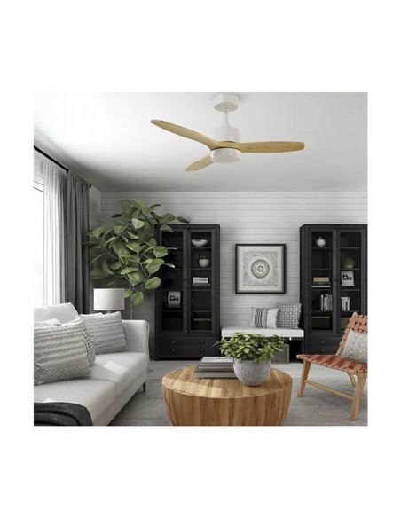 Ventilador de teto LED branco TERRE com lâminas de madeira natural 22W CCT