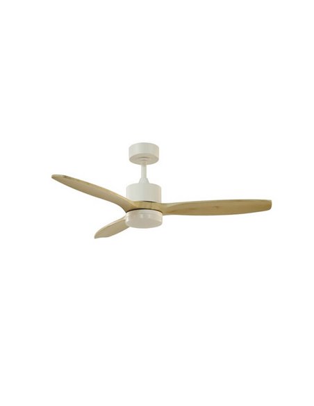 Ventilateur de plafond TERRE LED blanc avec pales en bois naturel 22W CCT