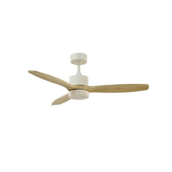 Ventilador de techo LED TERRE Blanco con aspas de madera natural 22W CCT