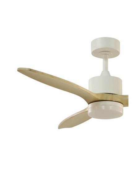 Ventilateur de plafond TERRE LED blanc avec pales en bois naturel 22W CCT