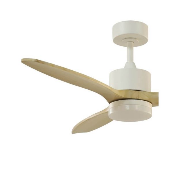 Ventilateur de plafond TERRE LED blanc avec pales en bois naturel 22W CCT