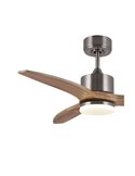 Ventilateur de plafond LED TERRE Nickel avec pales en bois naturel 18W CCT