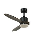Ventilateur de plafond LED TERRE noir avec pales en bois foncé 18W CCT